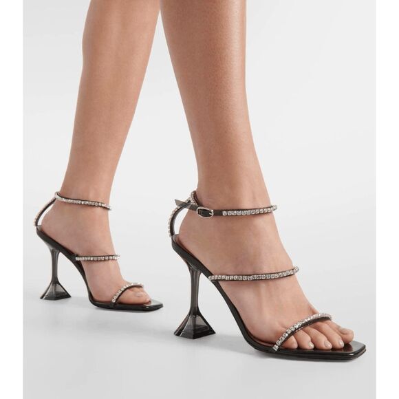 Amina Muaddi Gilda Glass embellished PVC sandals Size 35 $1170 - Picture 1 of 11